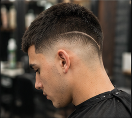 Close-up fade haircut from Kal's Barbershop